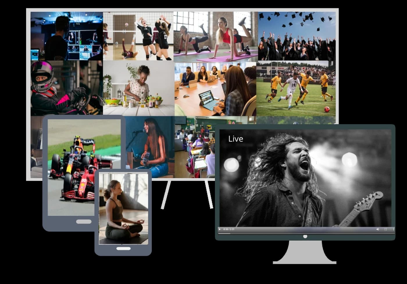 Your spots run across every screen — broadcast TV, tablet, and smartphone — through the Ad Share Program and direct-buy advertising.